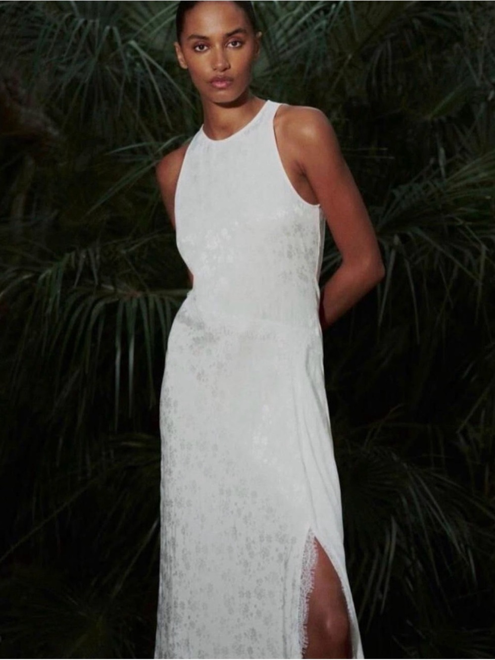 Zara White floral Lace Maxi Dress
